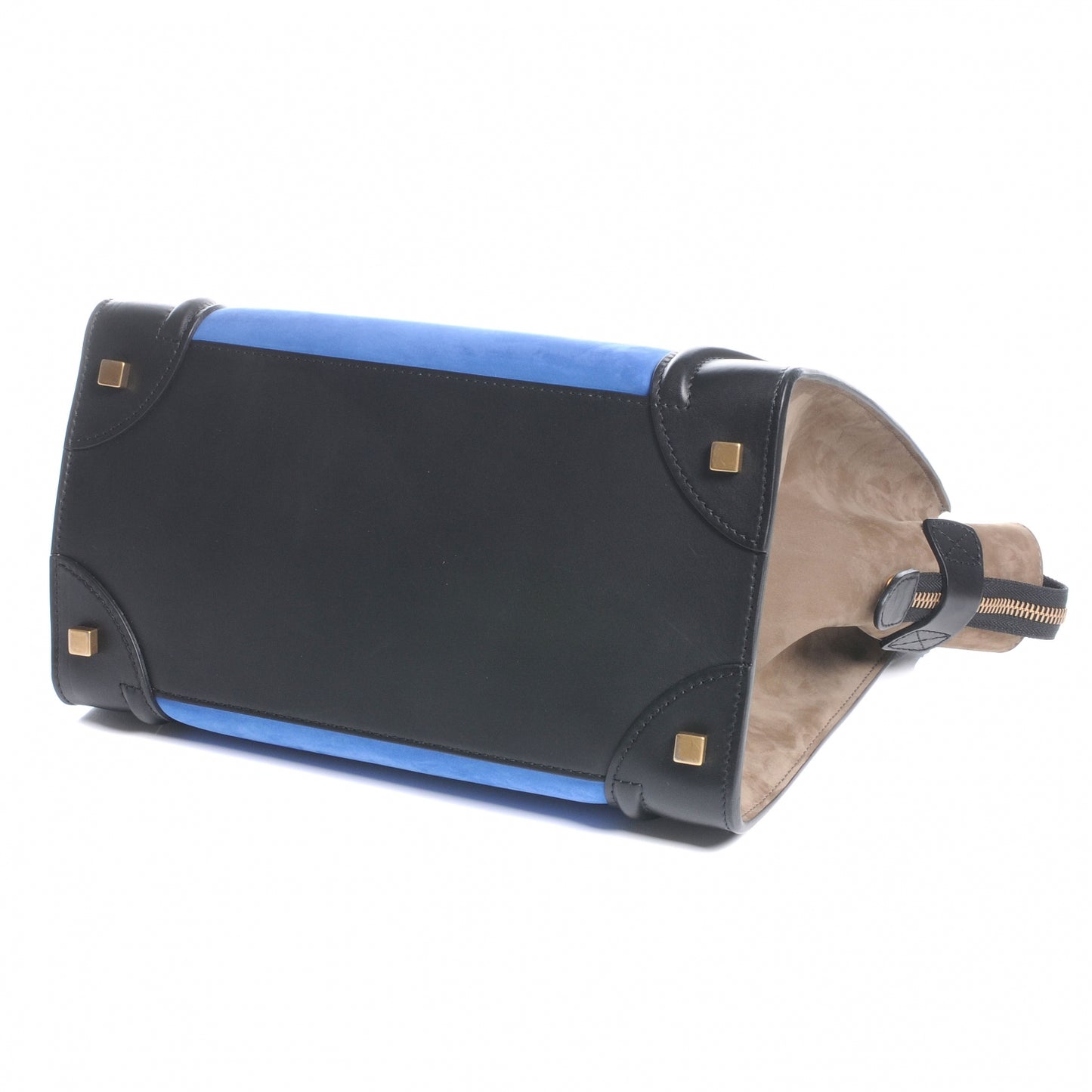 Smooth Calfskin Suede Mini Tri-Color Luggage Black
