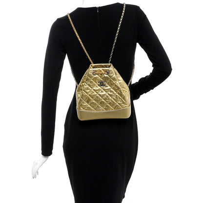 Chanel Metallic Aged Calfskin Quilted Gabrielle Backpack Gold 2 of 9