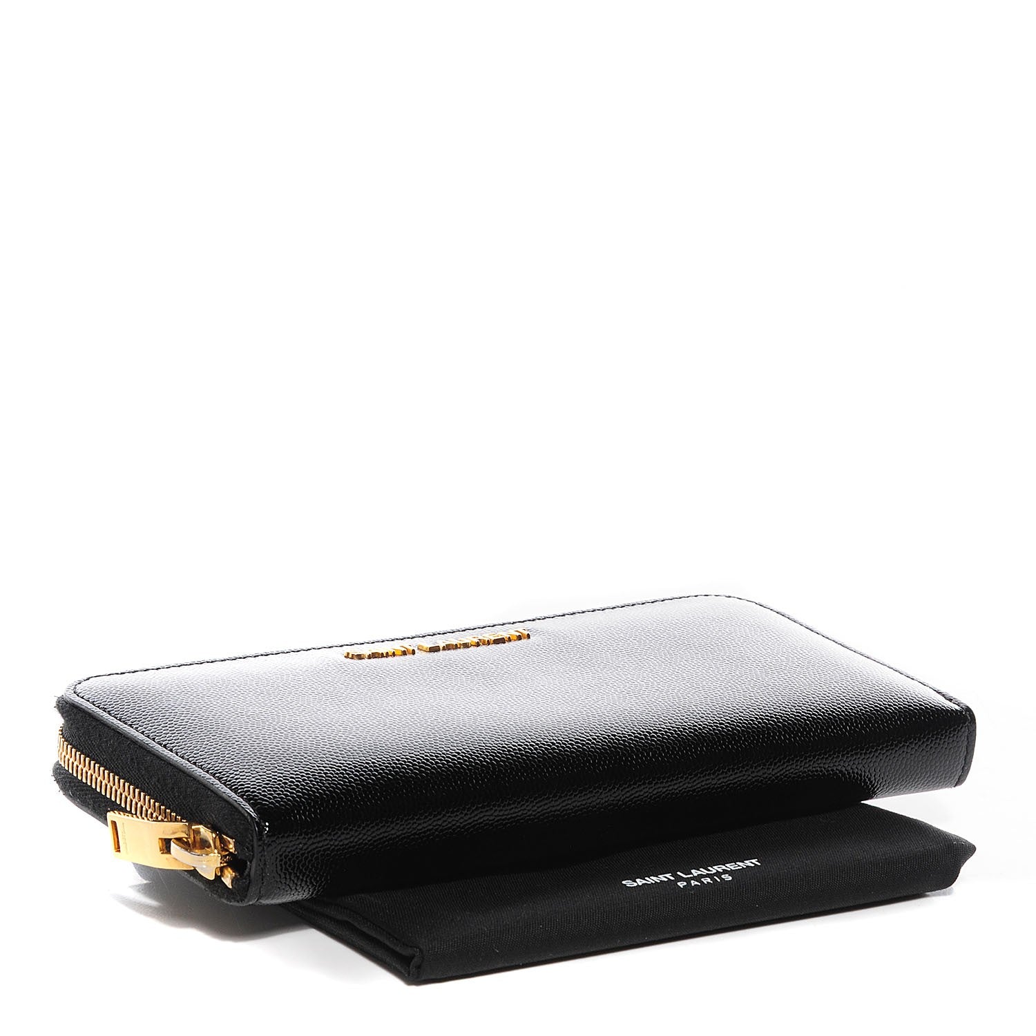 Saint Laurent Patent Grain De Poudre Classic Letters Zip Around Wallet Black 5 of 8