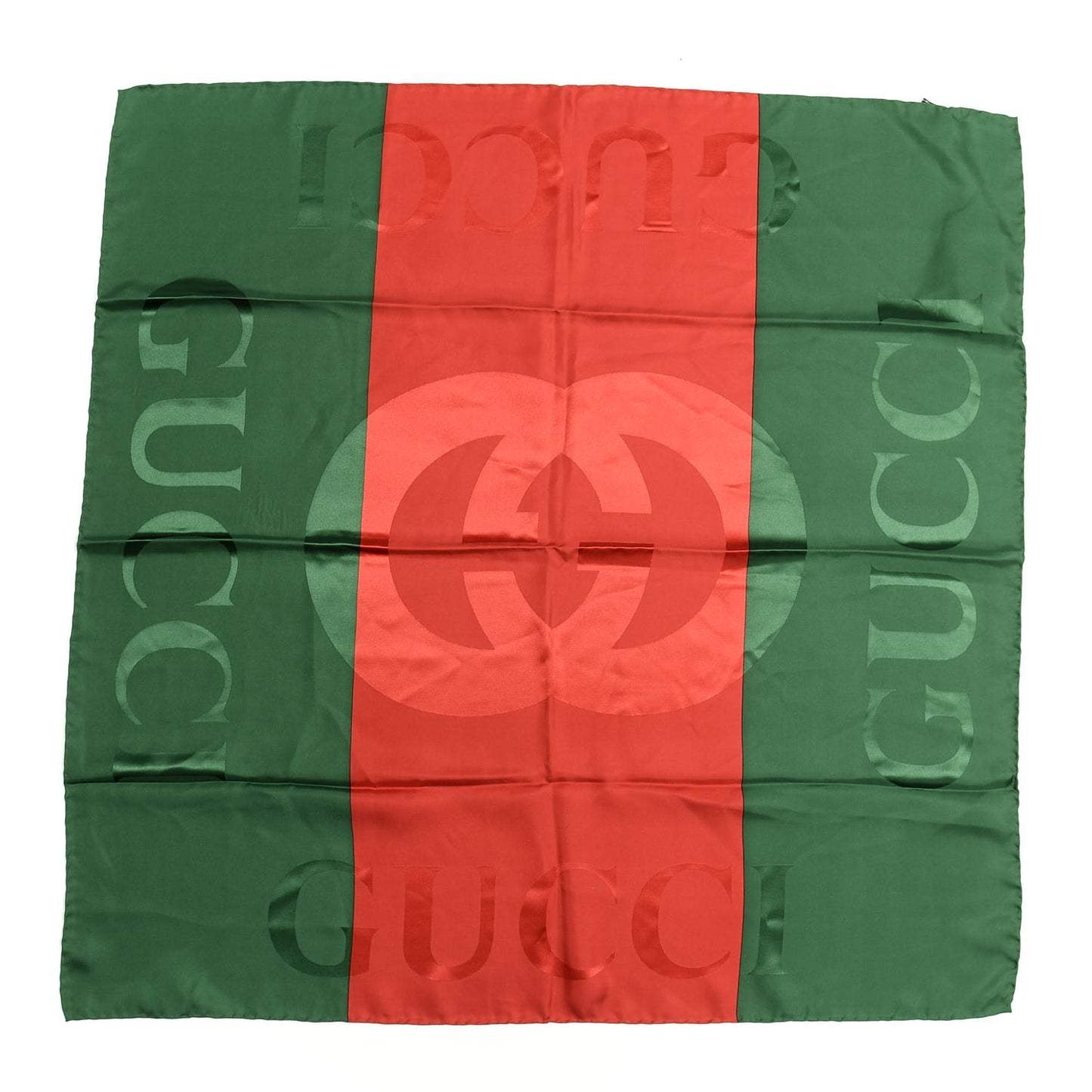 Silk Logo Square Scarf Green Red