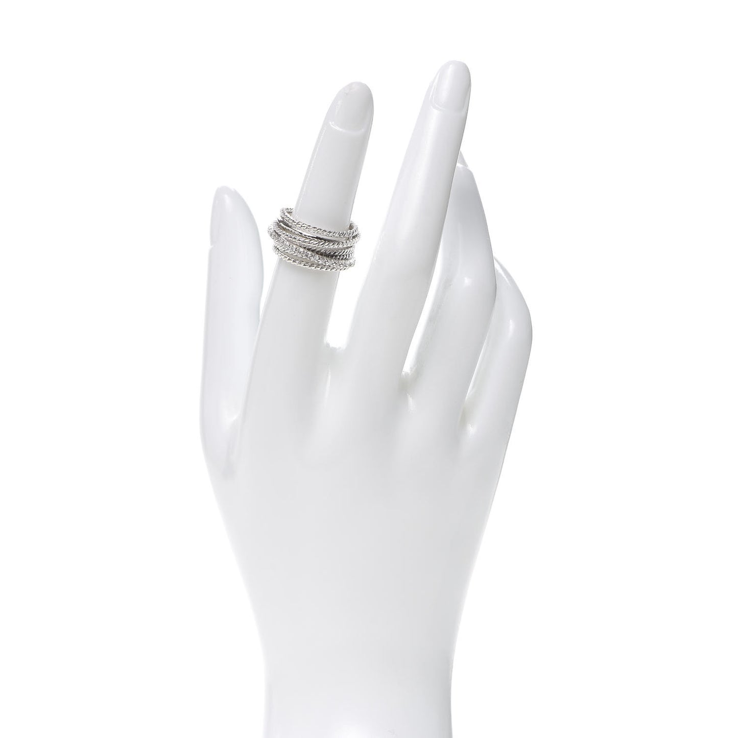 Sterling Silver Diamond 11mm Wide Crossover Cable Ring 52 6