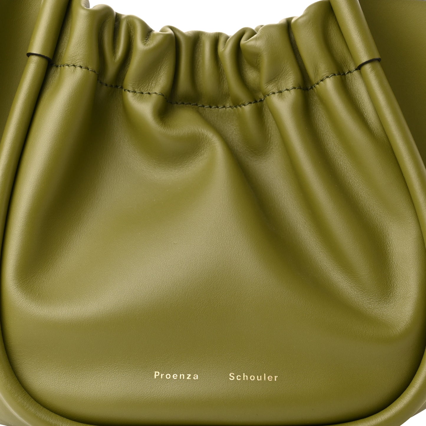 Calfskin Suede Large Ruched Tote Moss