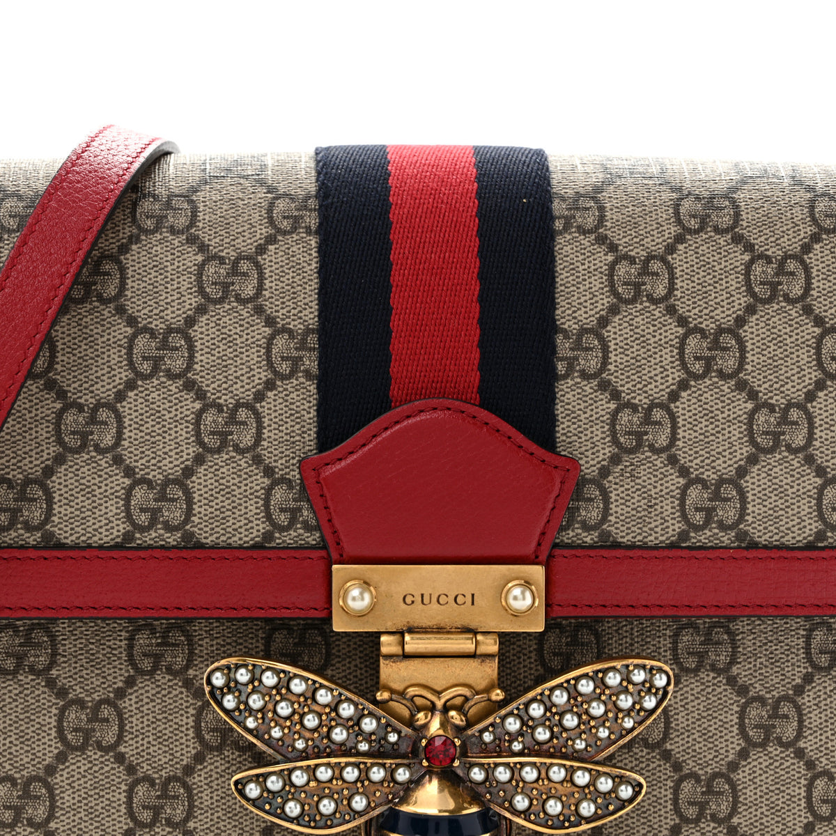 Gucci GG Supreme Monogram Medium Queen Margaret Shoulder Bag Red 10 of 15