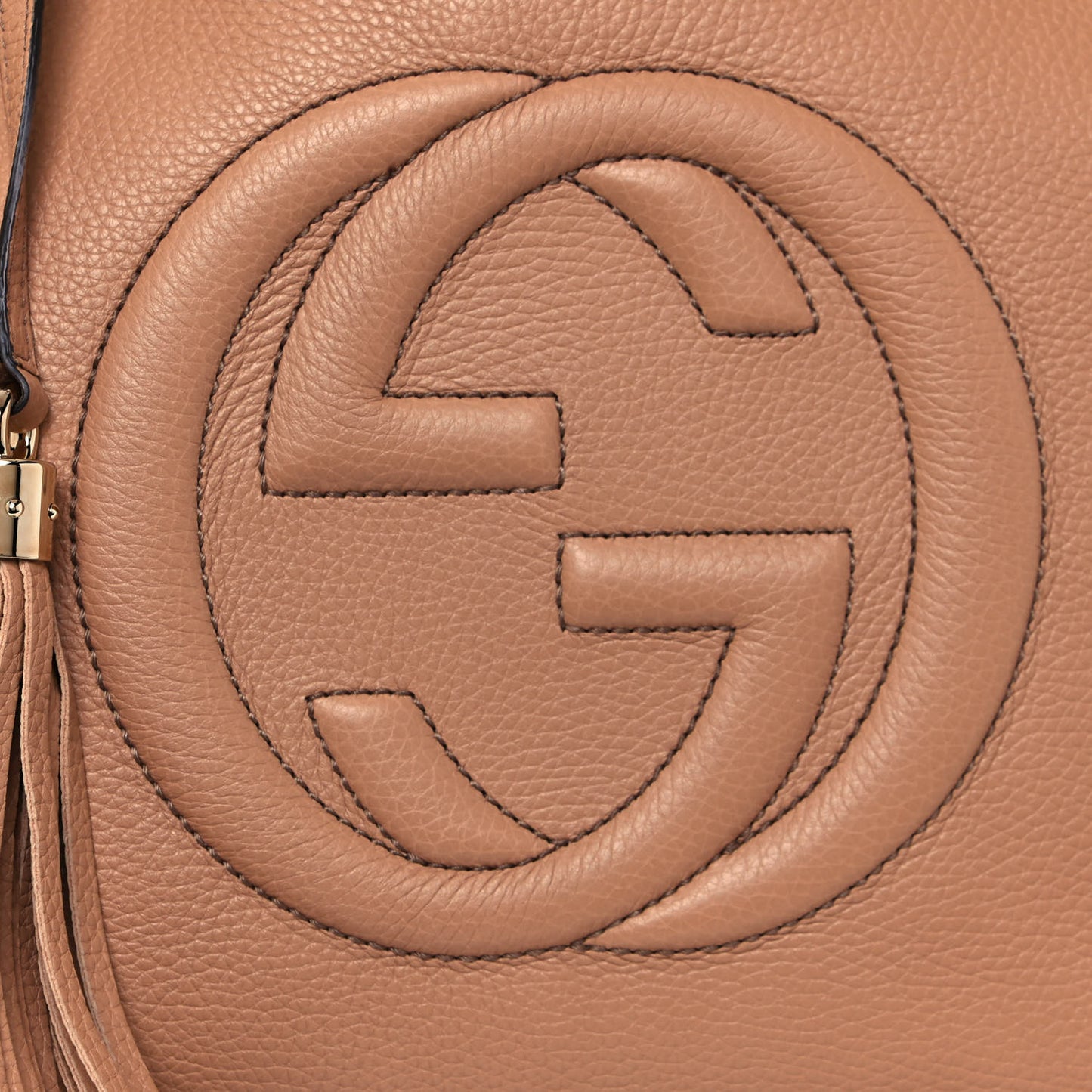 Pebbled Calfskin Medium Soho Chain Shoulder Bag Camelia
