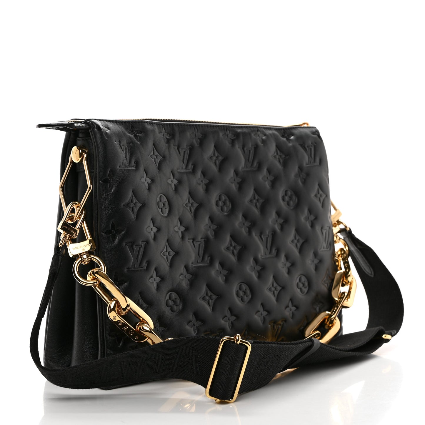 Lambskin Embossed Monogram Coussin MM Black