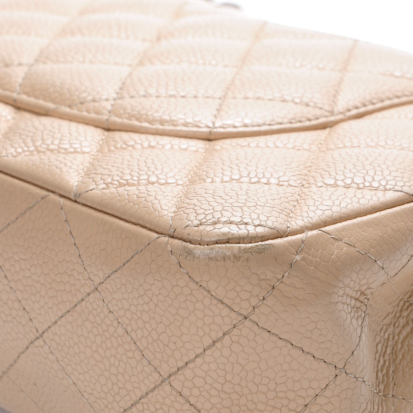 Caviar Quilted Medium Double Flap Beige Clair