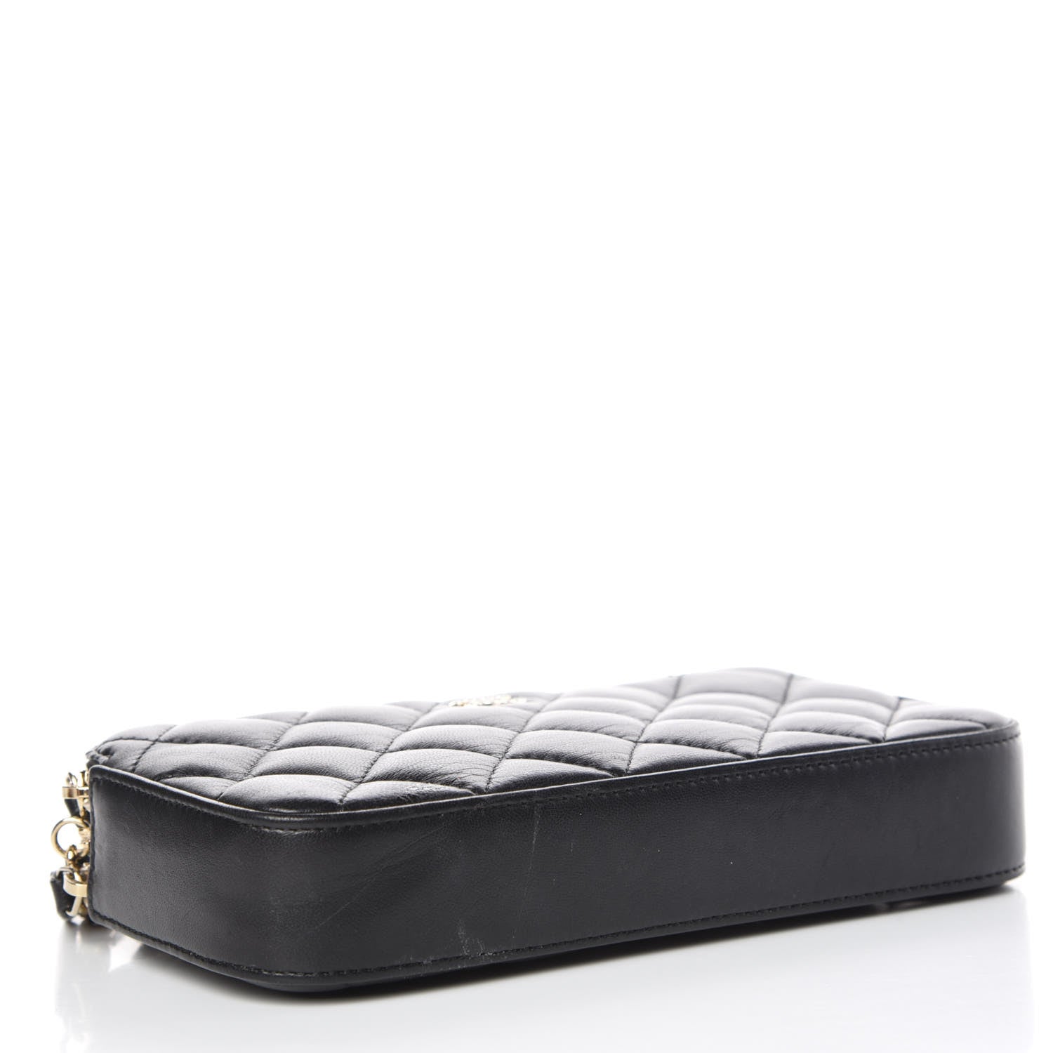 Chanel Iridescent Lambskin Quilted Pearl Clutch With Chain Black 4 of 13