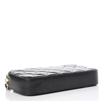 Chanel Iridescent Lambskin Quilted Pearl Clutch With Chain Black 4 of 13