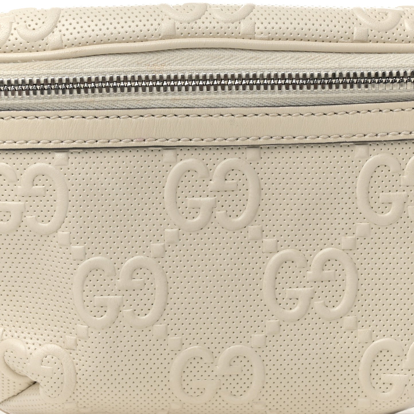 Calfskin GG Tennis Embossed Belt Bag Mystic White