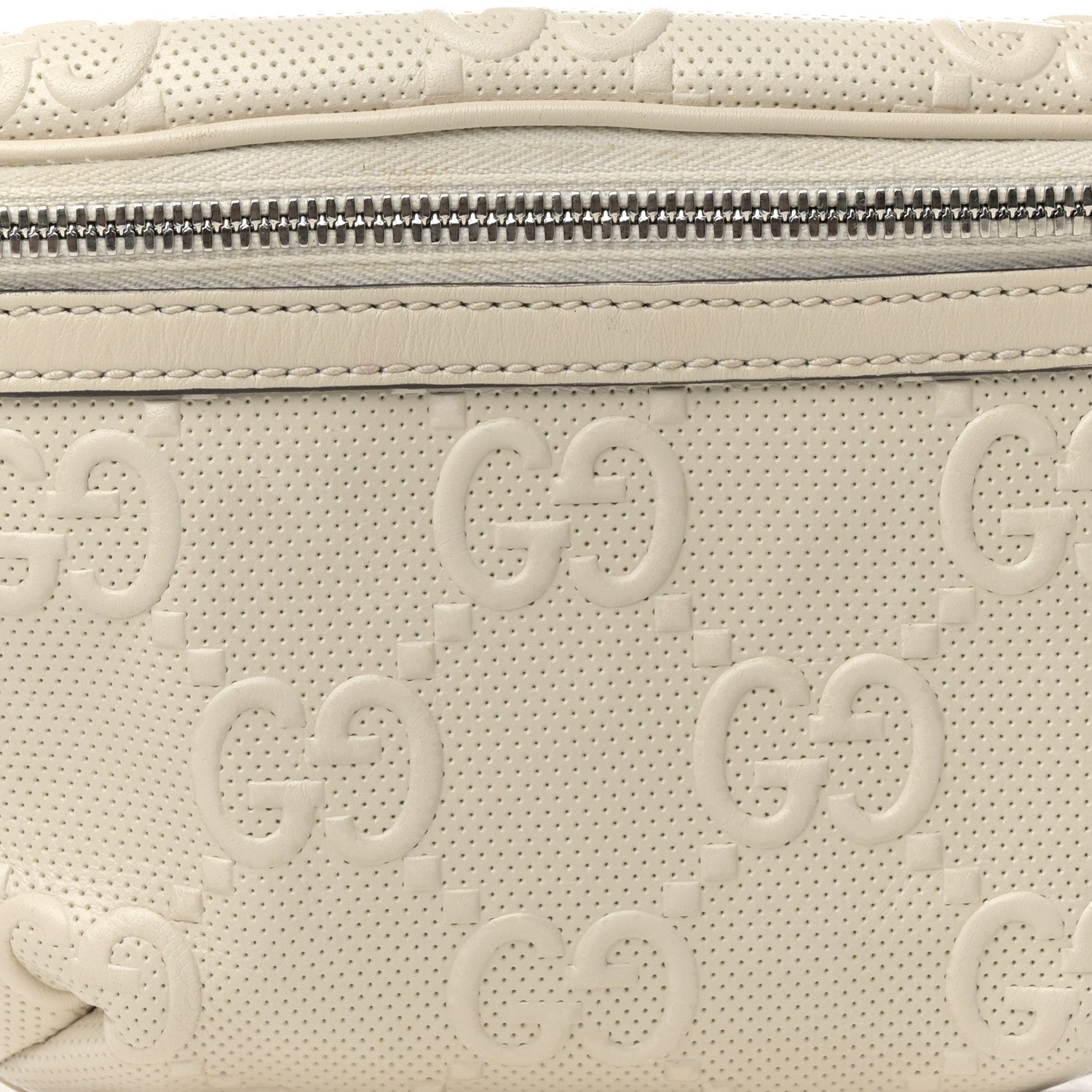 Gucci Calfskin GG Tennis Embossed Belt Bag Mystic White 8 of 11