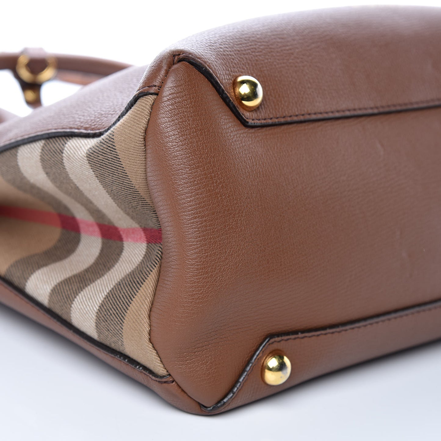 Grainy Calfskin House Check Medium Banner Tote Tan