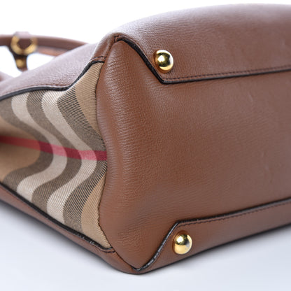 Burberry Grainy Calfskin House Check Medium Banner Tote Tan 5 of 15
