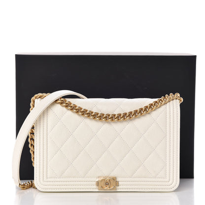 Chanel Caviar Quilted Boy Wallet On Chain WOC White 9 of 9