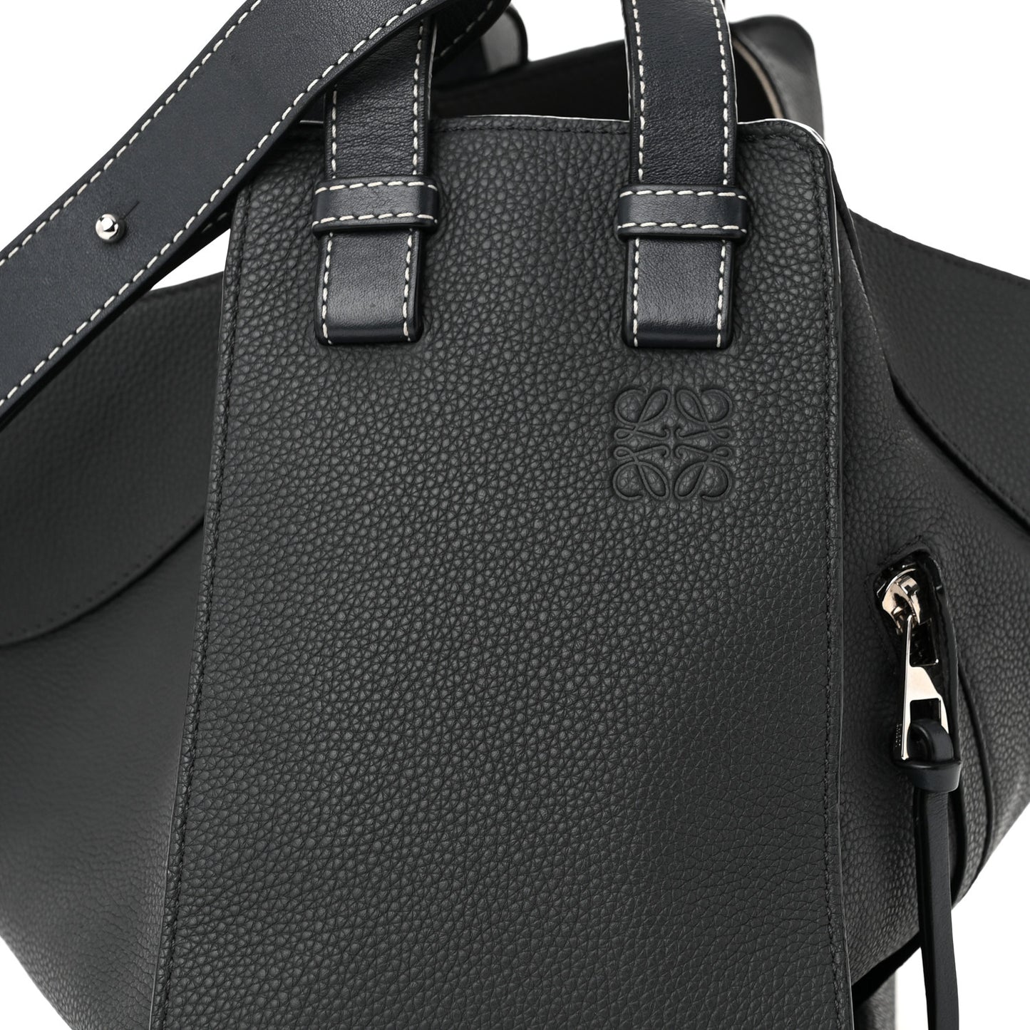 Grained Calfskin Small Hammock Shoulder Bag Grey
