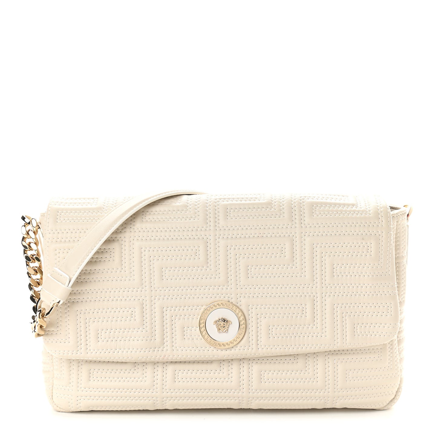 Calfskin Icon Quilted Flap White