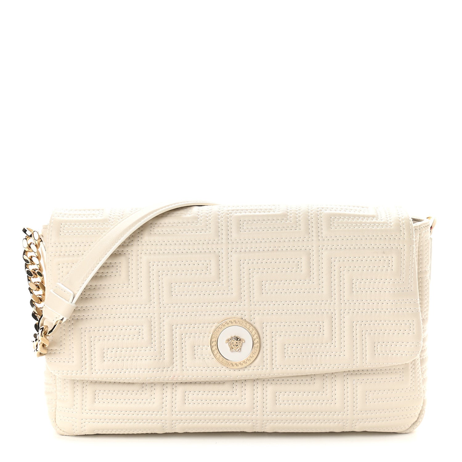 Versace Calfskin Icon Quilted Flap White 1 of 8