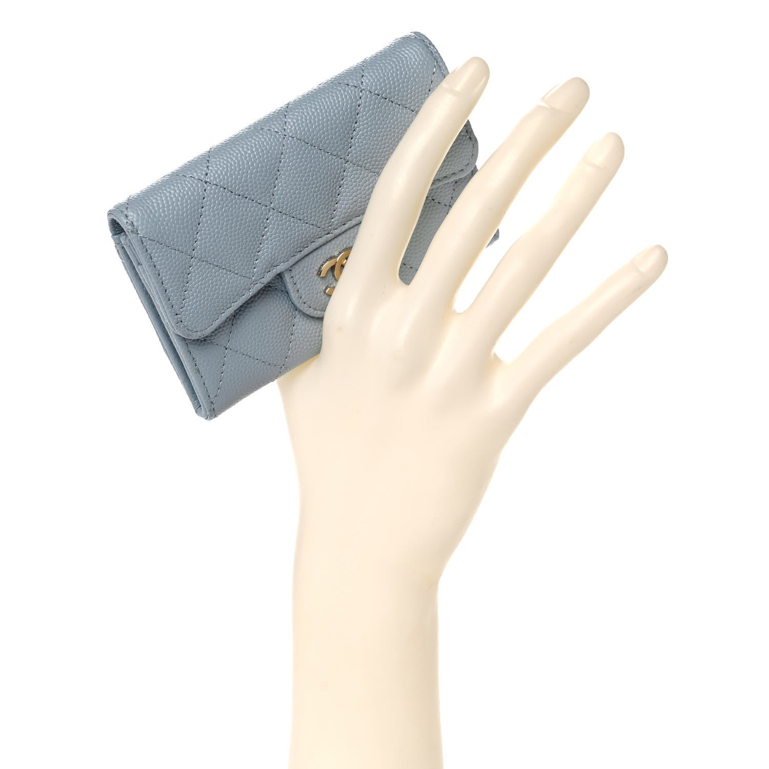 Chanel Caviar Quilted Flap Card Holder Wallet Light Blue 2 of 10