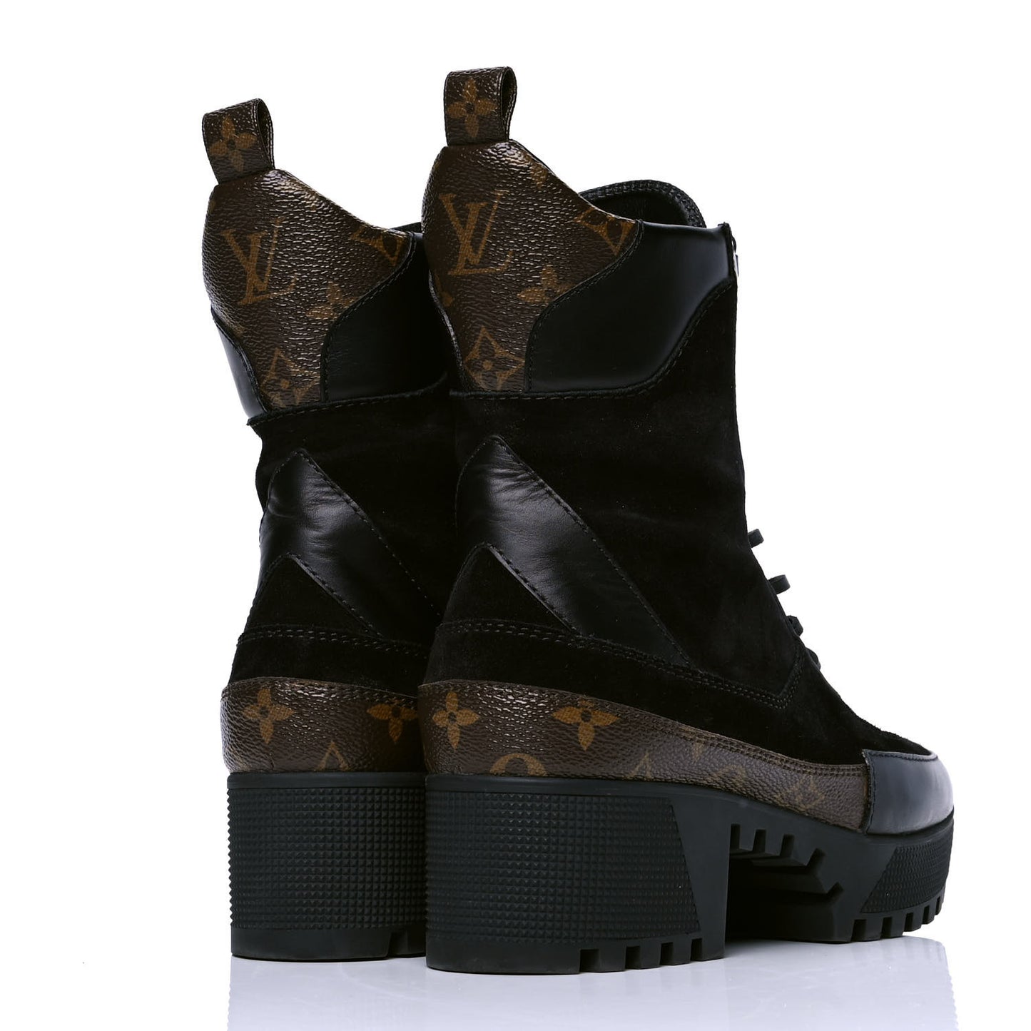 Suede Calfskin Monogram Laureate Platform Desert Boots 40 Black