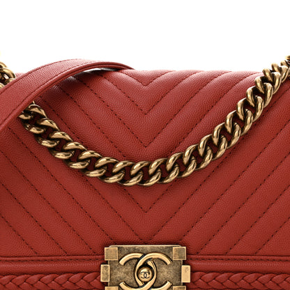 Chanel Caviar Chevron Quilted Braided Small Boy Flap Red (TEST SECOND PRODUCT) 8 of 10