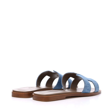 Hermes Denim Canvas Oran Sandals 37 Bleu Clair 4 of 9