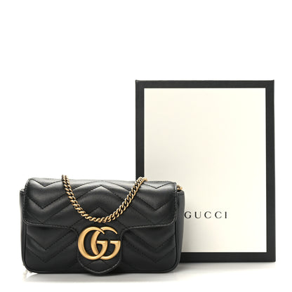 Gucci Calfskin Matelasse Super Mini GG Marmont Shoulder Bag Black 10 of 10