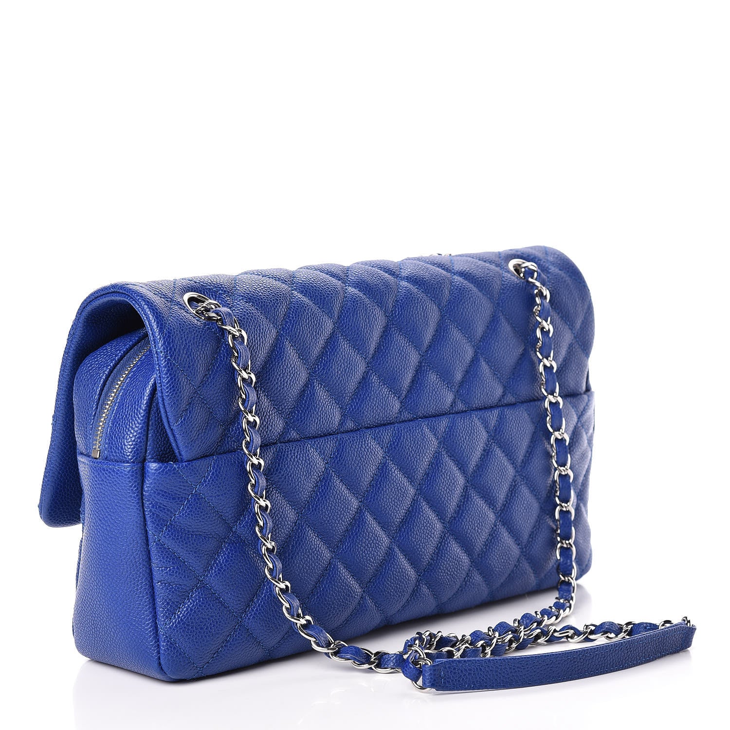 Chanel Caviar Quilted Jumbo Easy Flap Blue 3 of 10