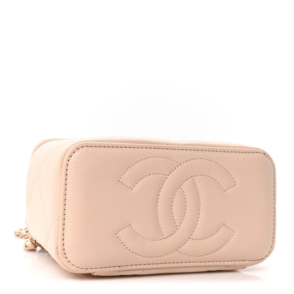 Chanel Caviar Quilted Top Handle Long Vanity Beige 4 of 11