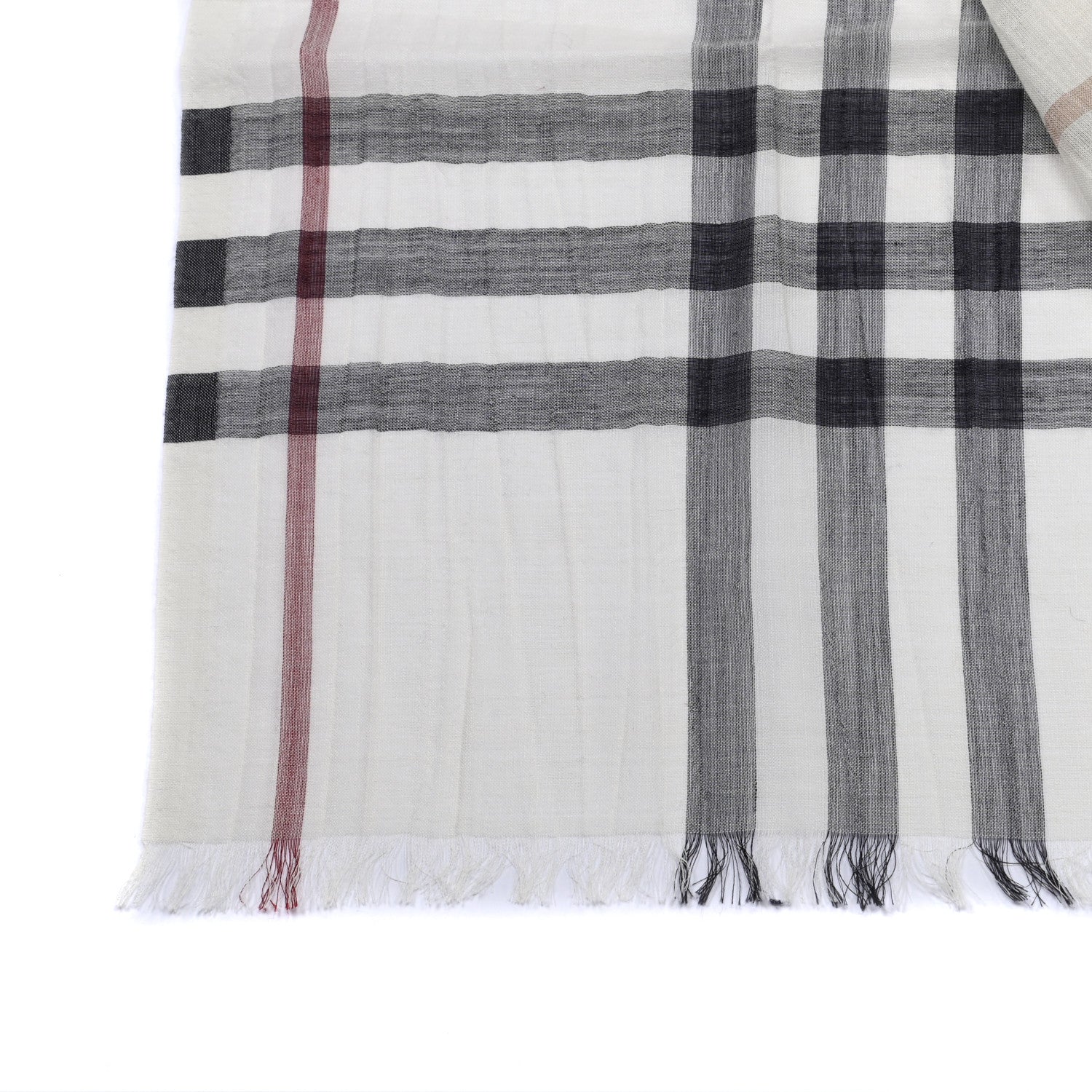 Burberry Wool Silk House Check Scarf Ivory 3 of 4