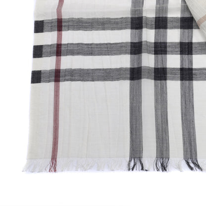 Burberry Wool Silk House Check Scarf Ivory 3 of 4