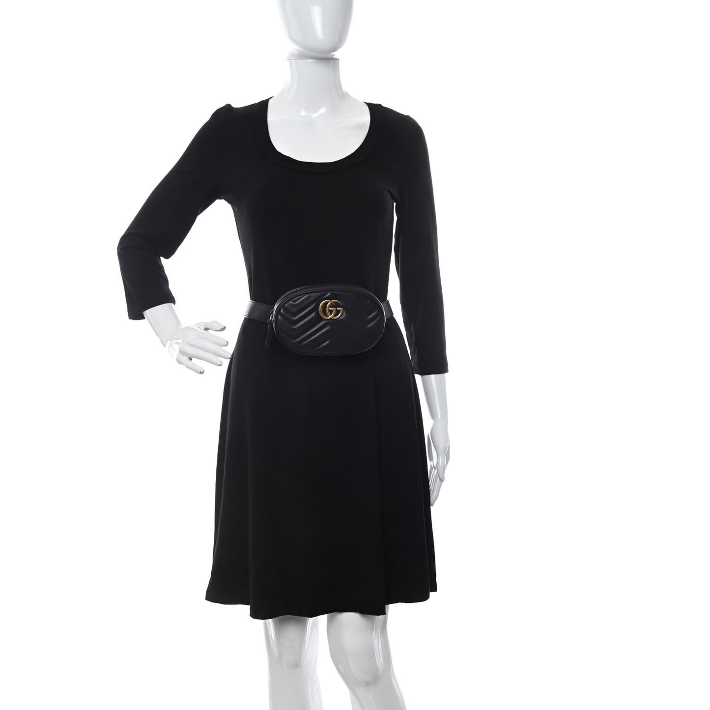 Calfskin Matelasse GG Marmont Belt Bag 75 30 Black