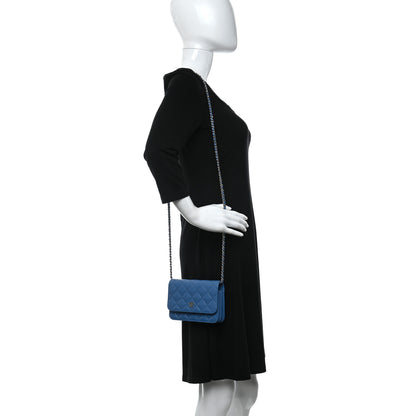 Chanel Caviar Quilted Mini Wallet On Chain WOC Blue 2 of 12