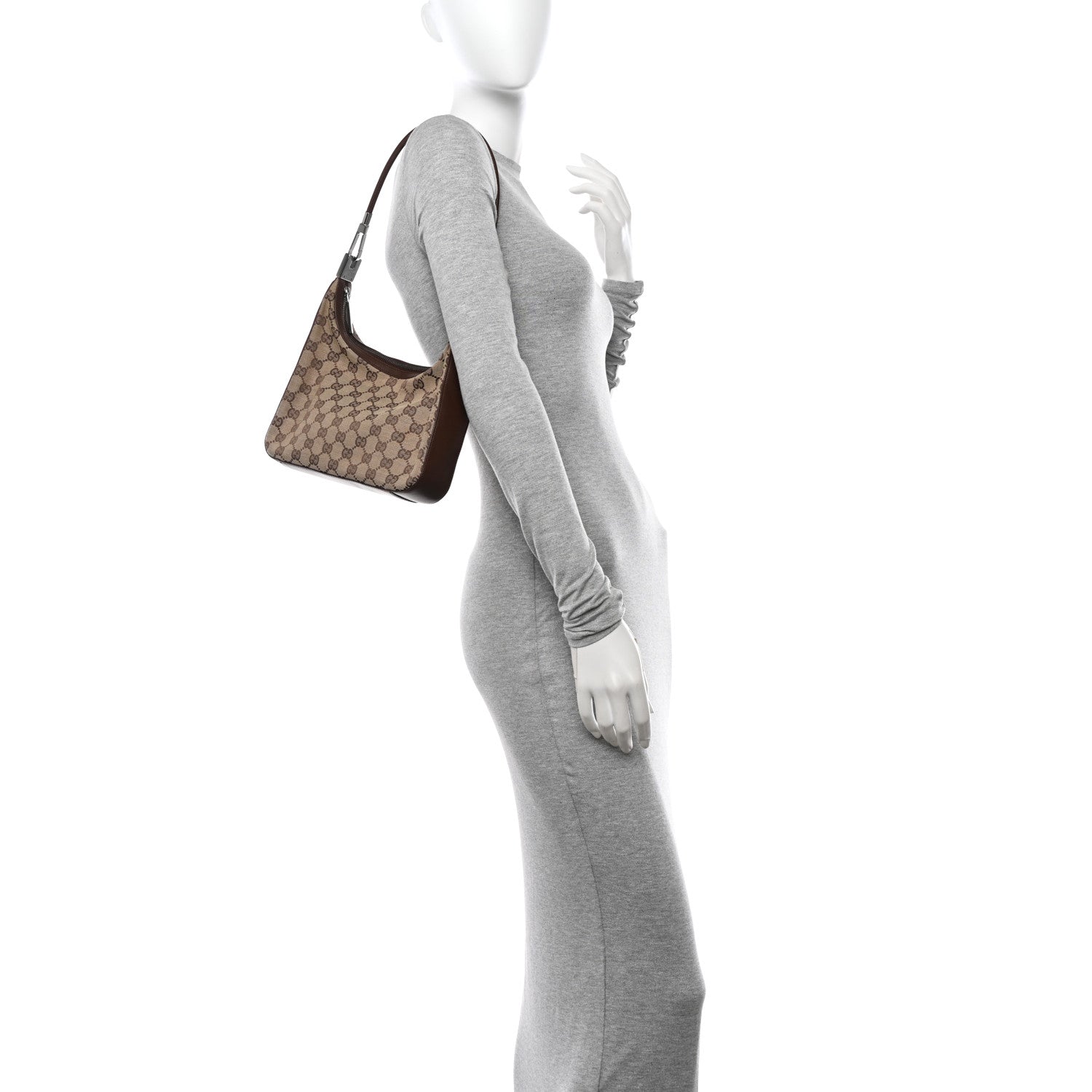 Gucci Monogram GG Small Clasp Hobo Brown 2 of 10