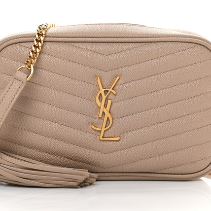 Saint Laurent Grain De Poudre Matelasse Monogram Mini Lou Camera Bag Dark Latte 7 of 12