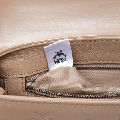 MCM Calfskin Signature Monogram Small Crossbody Bag Beige 8 of 14