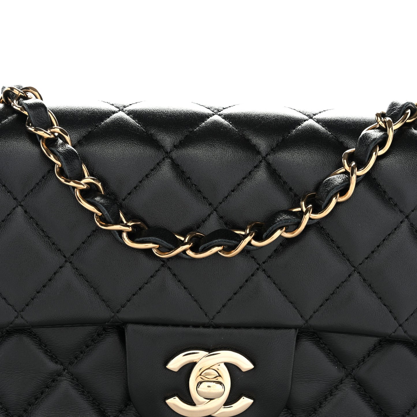 Lambskin Quilted Mini Rectangular Flap Black