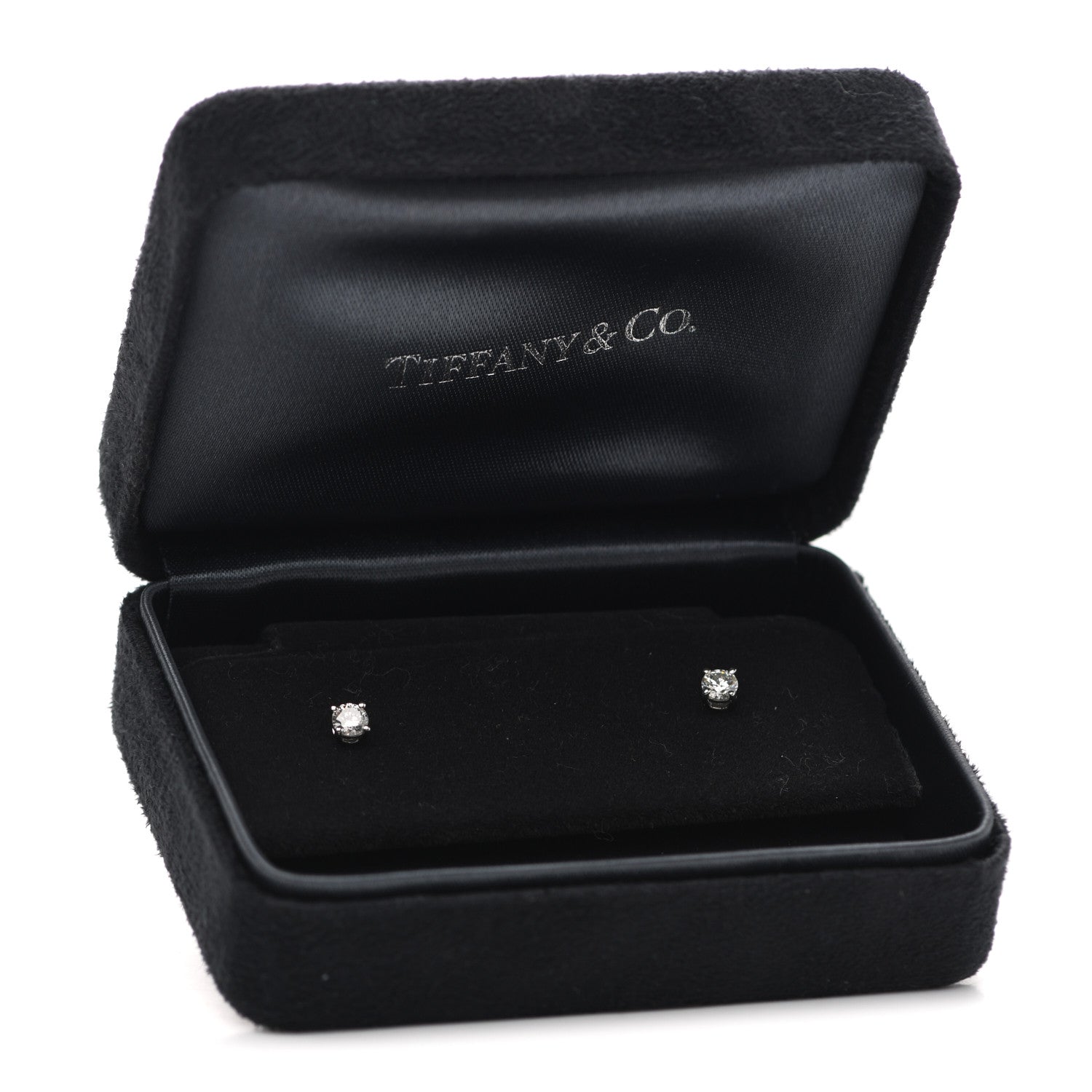 Tiffany Platinum Diamond .32ctw Solitaire Earrings 5 of 5