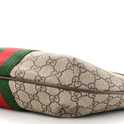 Gucci GG Supreme Monogram Textured Dollar Calfskin Web Small Ophidia Half Moon Hobo Beige Ebony New Acero 10 of 11