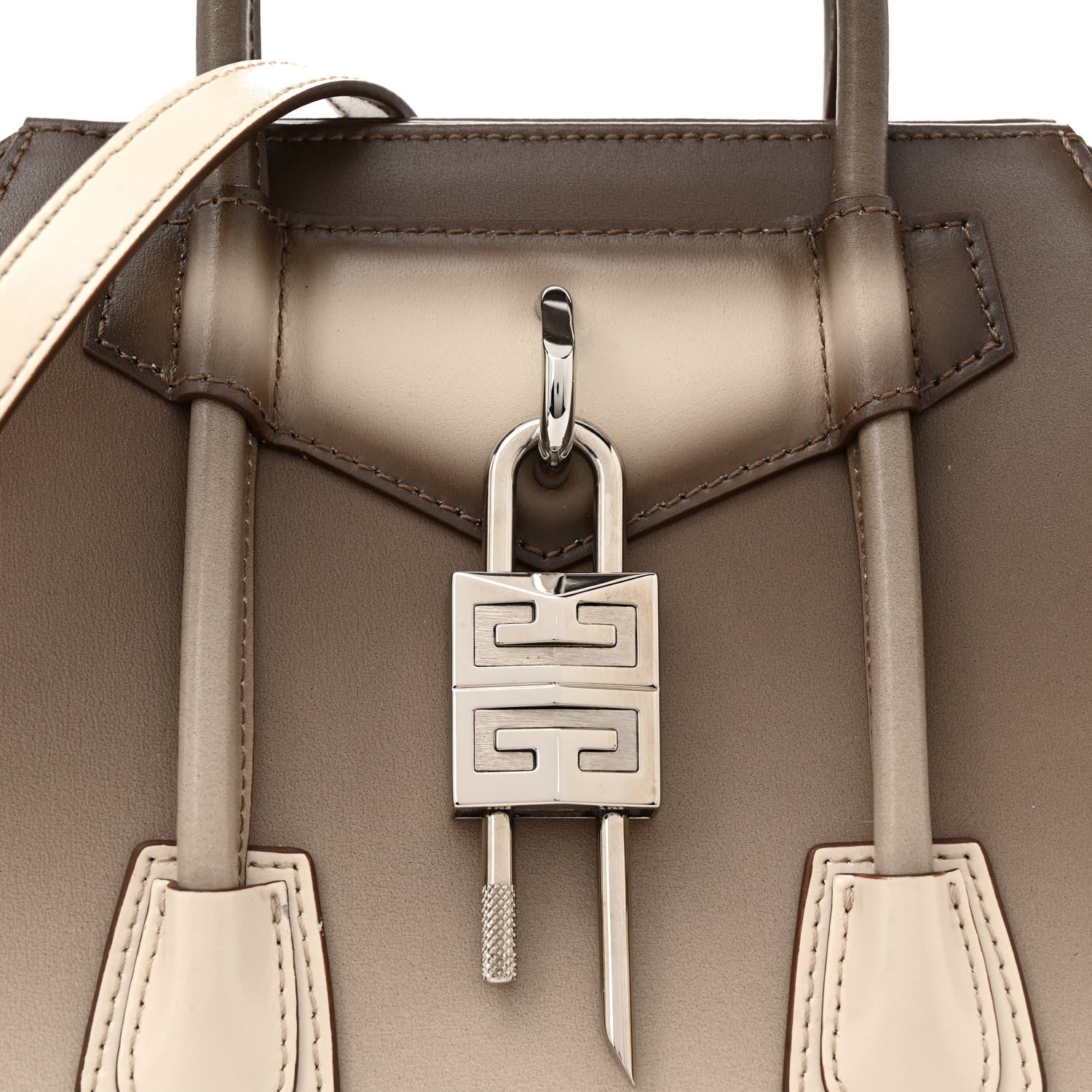 Givenchy Box Calfskin Gradient Mini Lock Antigona Shoulder Bag Brown Beige 8 of 15