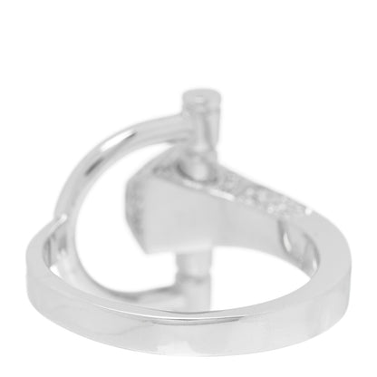Gucci 18K White Gold Diamond Chiodo Horsebit Ring 52 6 3 of 5
