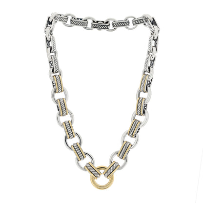 David Yurman Sterling Silver 18K Yellow Gold Link Necklace 2 of 3