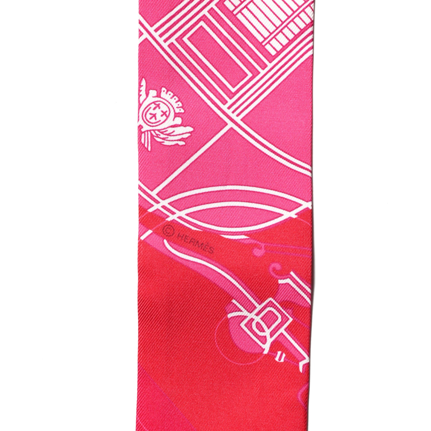 Silk Ex-Libris Twilly Fuchsia Rouge White