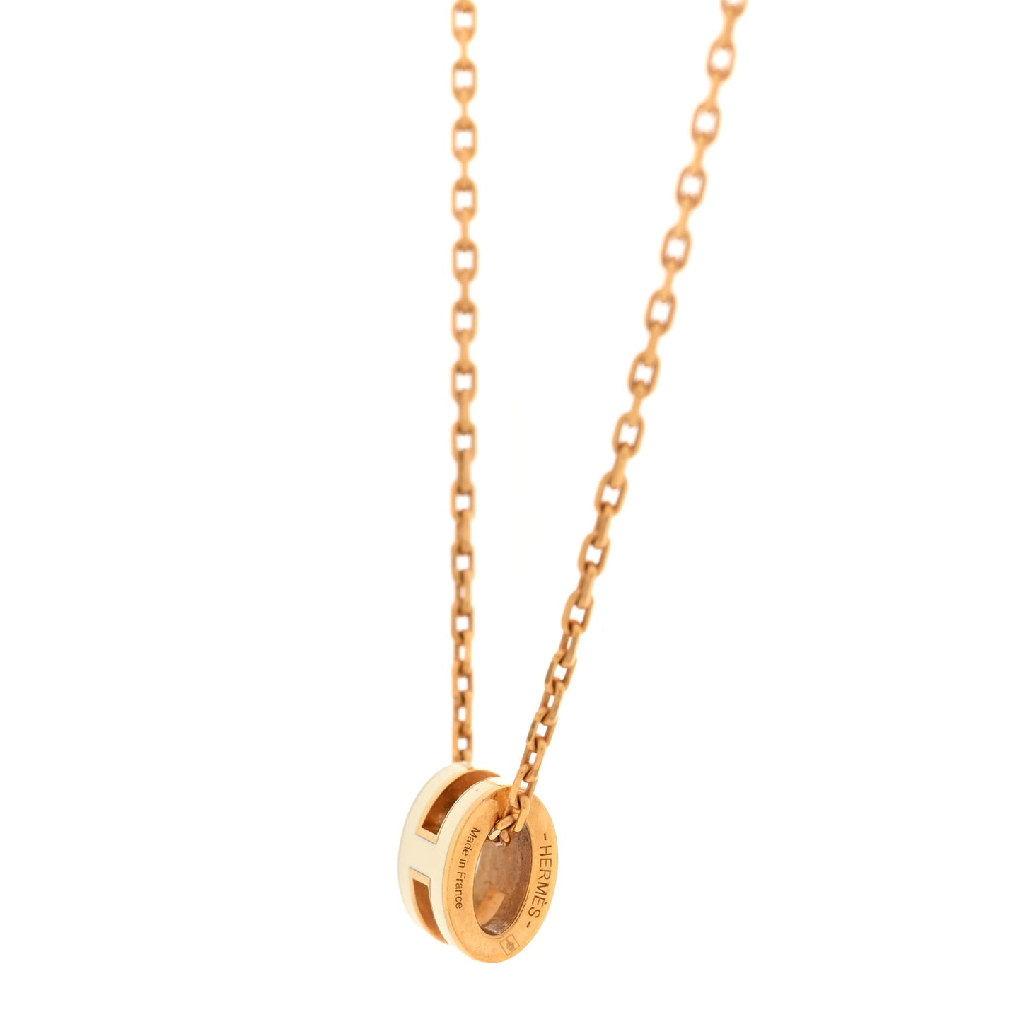 Lacquered Gold Mini Pop H Pendant Necklace White