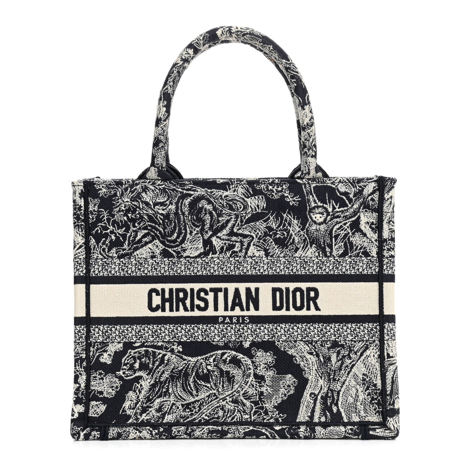 Christian Dior Canvas Embroidered Small Dioriviera Toile De Jouy Book Tote Blue 1 of 9