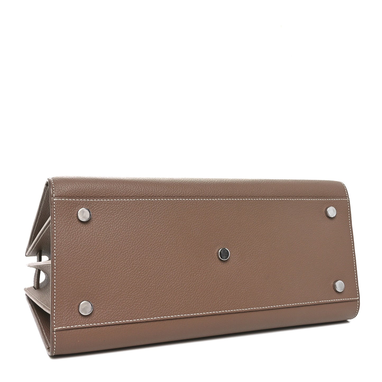 Grained Calfskin Topstitch Small Classic Sac De Jour Taupe