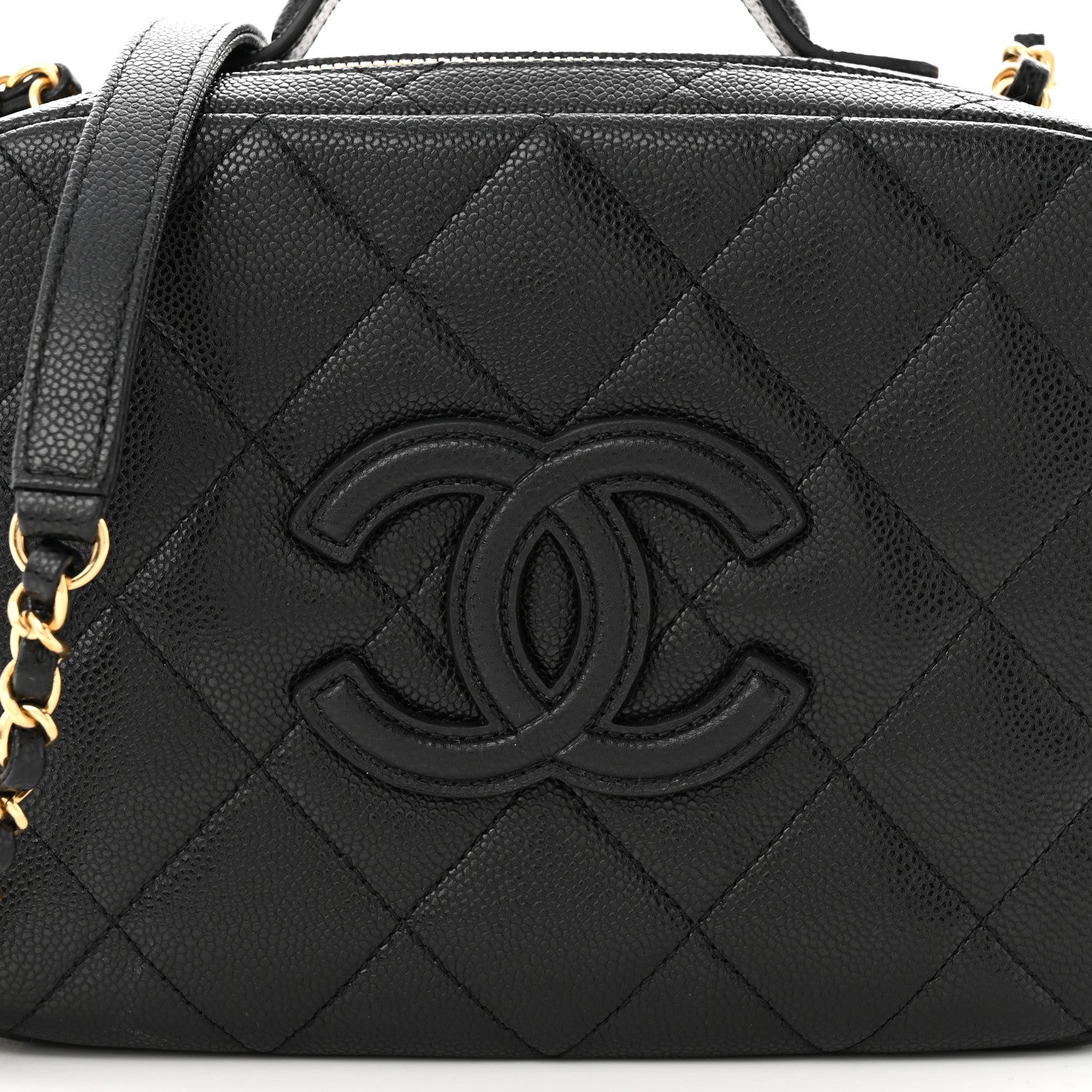 Chanel Caviar Quilted CC Small Top Handle Vanity Case Black 9 of 12