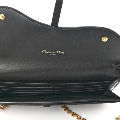 Christian Dior Grained Calfskin Saddle Chain Wallet Pouch Black 6 of 12