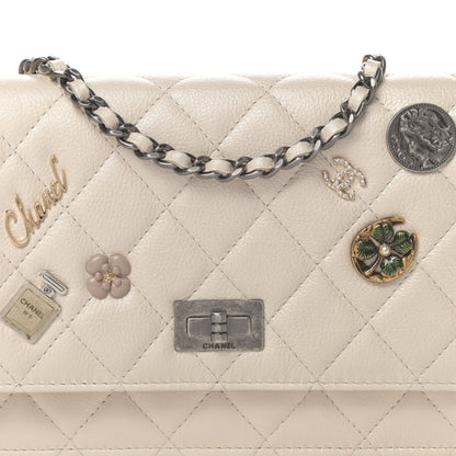 Chanel Metallic Calfskin Lucky Charms Casino 2.55 Reissue Wallet On Chain WOC Ivory 9 of 14