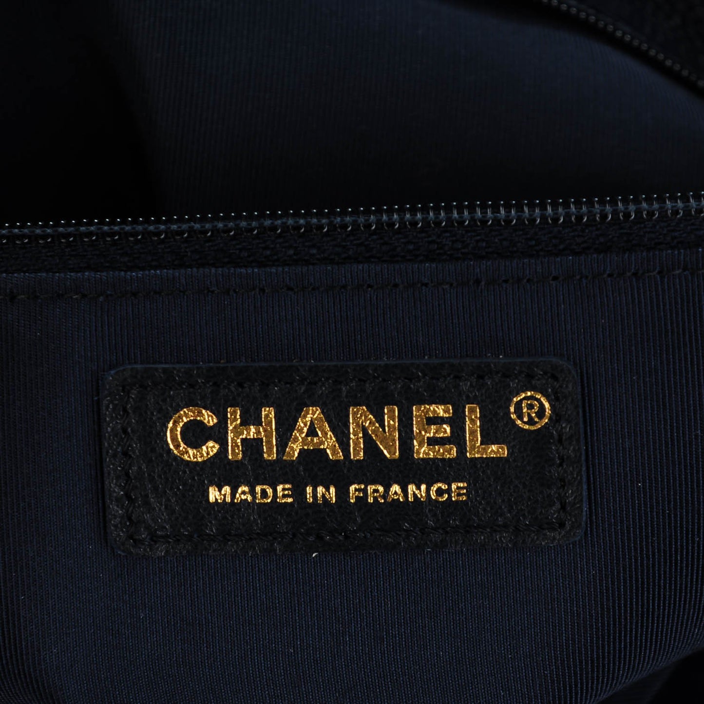 Caviar Quilted Shopping Tote Navy