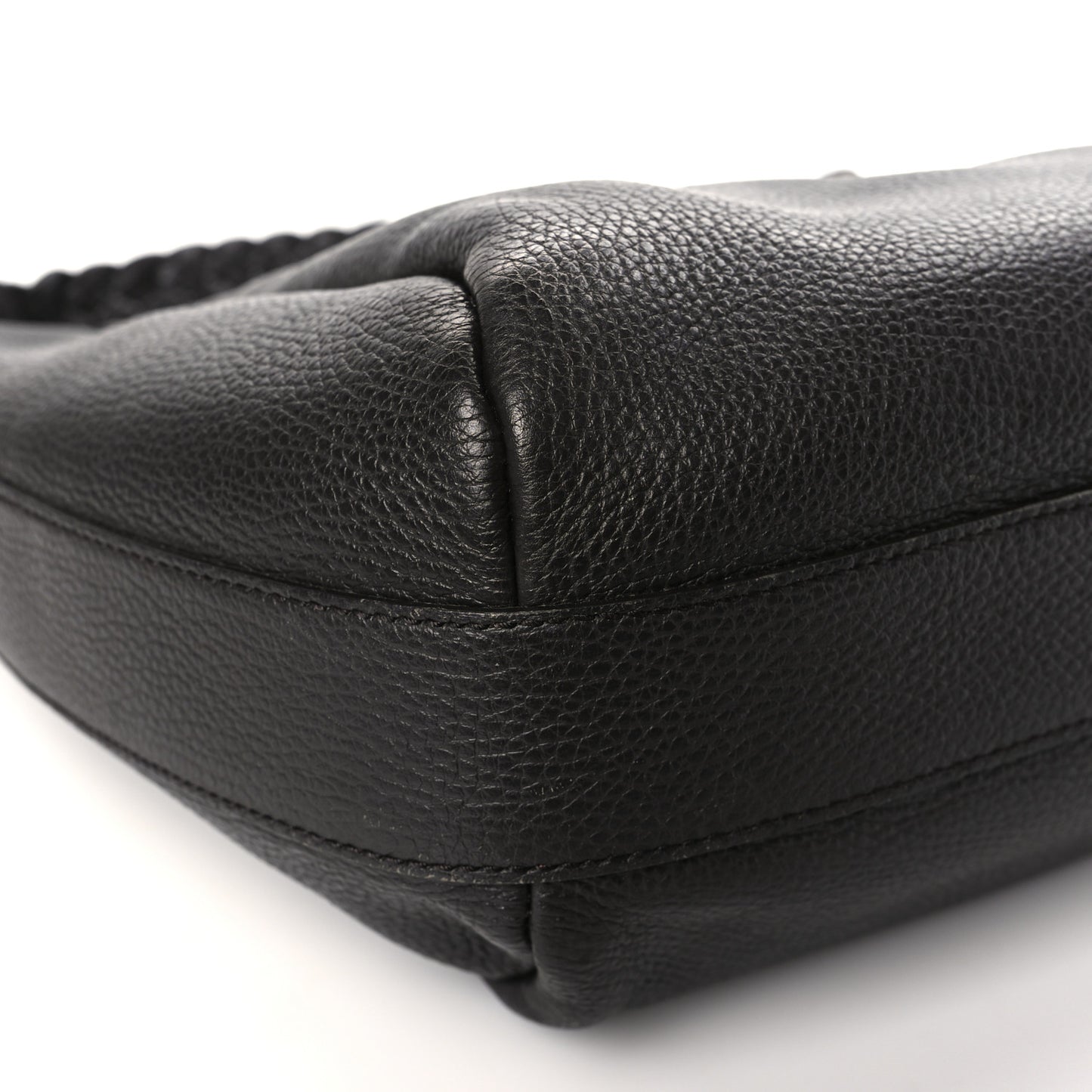 Grained Calfskin Bamboo Bar Hobo Dark Brown