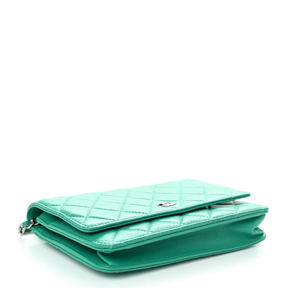 Chanel Lambskin Quilted Wallet On Chain WOC Green 4 of 13